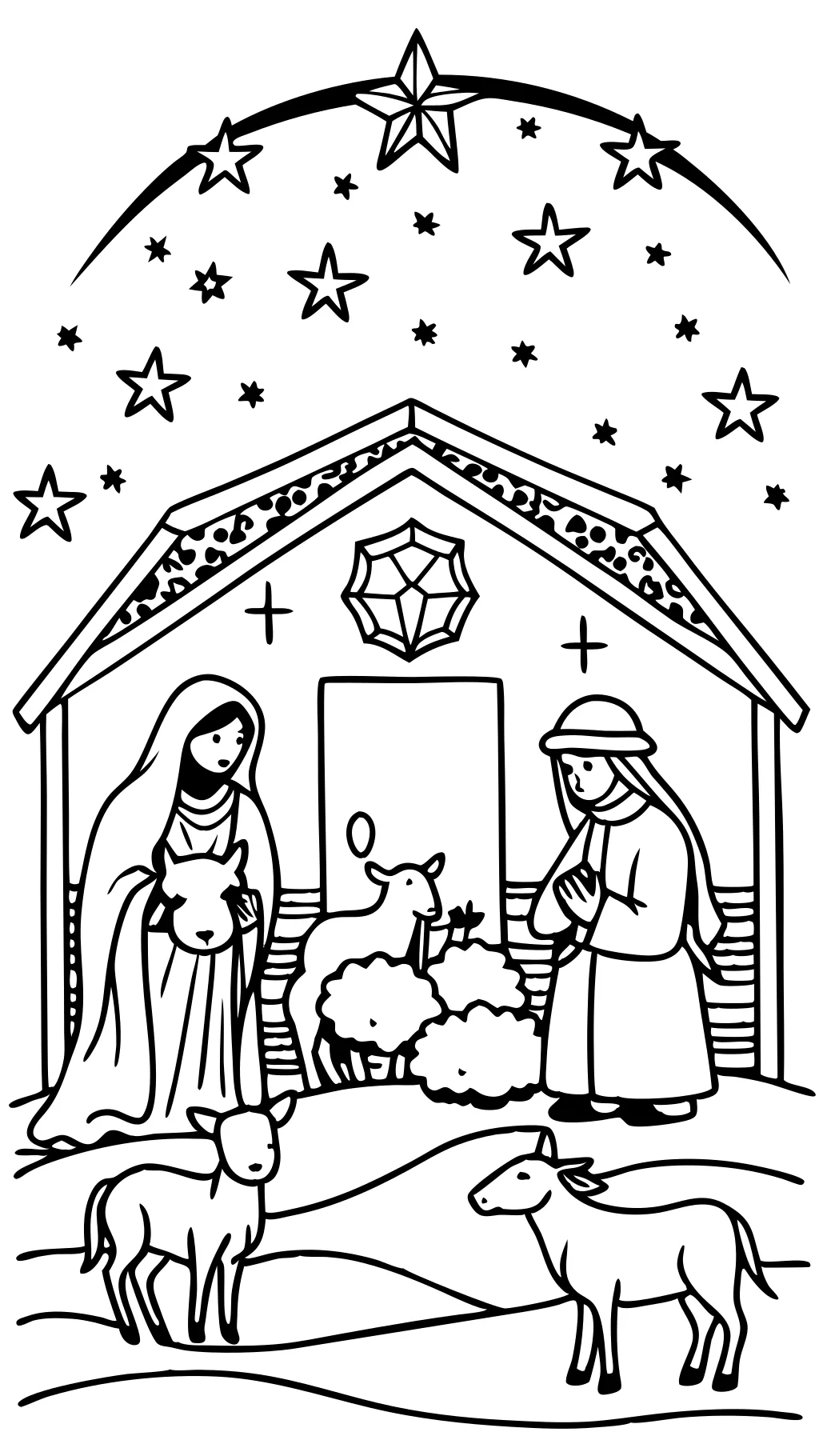 coloring page manger scene